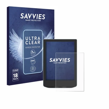 Vorderseite einer Produktverpackung mit dem Markenlogo Savvies. Daneben ist das Gerät Vivlio Light HD mit dem zugehörigen Disp
