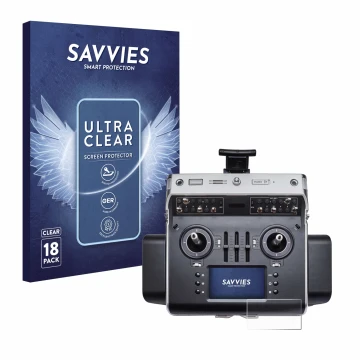 Vorderseite einer Produktverpackung mit dem Markenlogo Savvies. Daneben ist das Gerät Graupner MC-32ex mit dem zugehörigen Dis