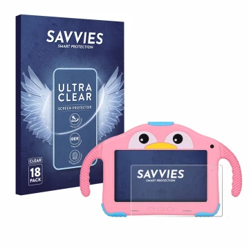 Vorderseite einer Produktverpackung mit dem Markenlogo Savvies. Daneben ist das Gerät okulaku KIDS03-Pro03 7