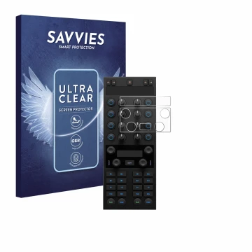 Vorderseite einer Produktverpackung mit dem Markenlogo Savvies. Daneben ist das Gerät Native Instruments Traktor Kontrol X1 MK