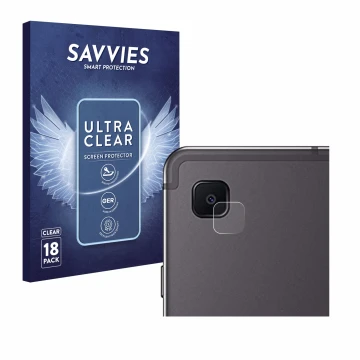 Vorderseite einer Produktverpackung mit dem Markenlogo Savvies. Daneben ist das Gerät Samsung Galaxy Tab S6 Lite WiFi 2024 (NU