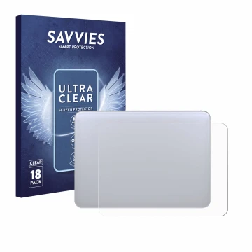 Vorderseite einer Produktverpackung mit dem Markenlogo Savvies. Daneben ist das Gerät Apple Magic 3 (Touch Trackpad) mit dem z