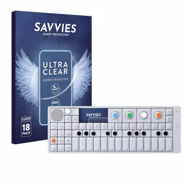 Vorderseite einer Produktverpackung mit dem Markenlogo Savvies. Daneben ist das Gerät Teenage Engineering OP-1 Sampler & Contr