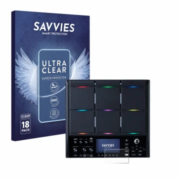 Vorderseite einer Produktverpackung mit dem Markenlogo Savvies. Daneben ist das Gerät Roland SPD-SX PRO mit dem zugehörigen Di