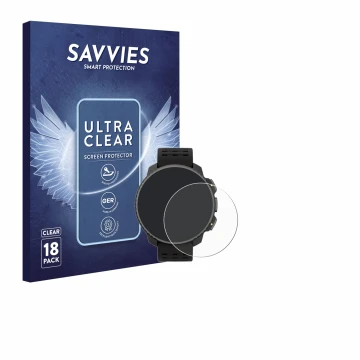 Vorderseite einer Produktverpackung mit dem Markenlogo Savvies. Daneben ist das Gerät Suunto Vertical Solar mit dem zugehörige
