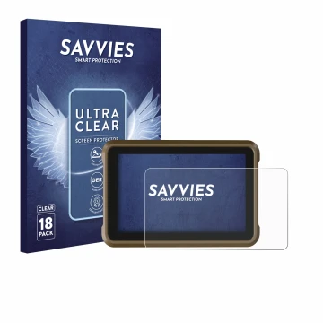 Vorderseite einer Produktverpackung mit dem Markenlogo Savvies. Daneben ist das Gerät Atomos Ninja mit dem zugehörigen Display