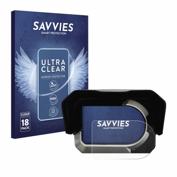 Vorderseite einer Produktverpackung mit dem Markenlogo Savvies. Daneben ist das Gerät Kymco CV3 mit dem zugehörigen Displaysch