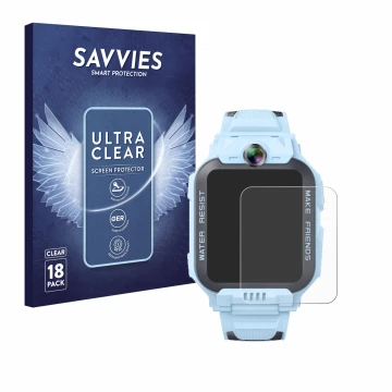 Vorderseite einer Produktverpackung mit dem Markenlogo Savvies. Daneben ist das Gerät Imoo Watch Phone Z7 mit dem zugehörigen 