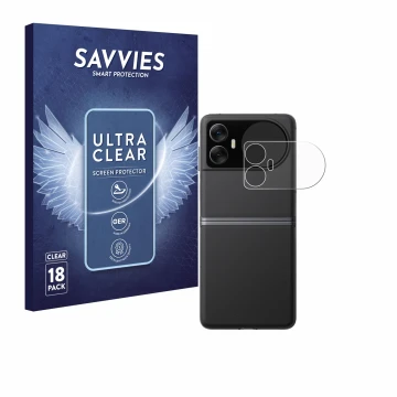 Vorderseite einer Produktverpackung mit dem Markenlogo Savvies. Daneben ist das Gerät Blackview Hero 10 (Äußeres Display) mit 