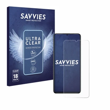 Vorderseite einer Produktverpackung mit dem Markenlogo Savvies. Daneben ist das Gerät Oukitel C50 mit dem zugehörigen Displays