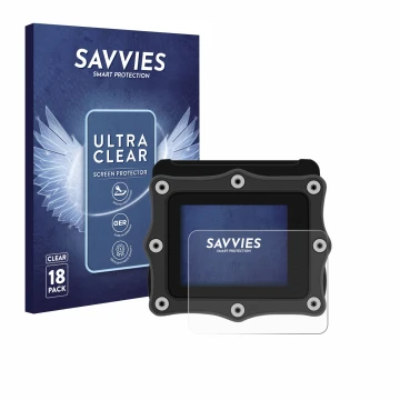 Vorderseite einer Produktverpackung mit dem Markenlogo Savvies. Daneben ist das Gerät Shearwater Perdix dive computer mit dem 