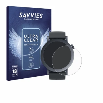 Vorderseite einer Produktverpackung mit dem Markenlogo Savvies. Daneben ist das Gerät Nothing CMF Watch Pro 2 mit dem zugehöri