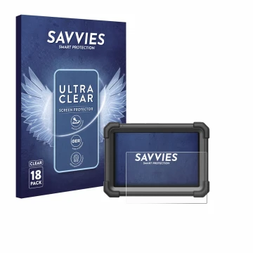 Vorderseite einer Produktverpackung mit dem Markenlogo Savvies. Daneben ist das Gerät Launch X-431 Pro Dyno mit dem zugehörige