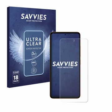 Vorderseite einer Produktverpackung mit dem Markenlogo Savvies. Daneben ist das Gerät HMD Pulse mit dem zugehörigen Displaysch