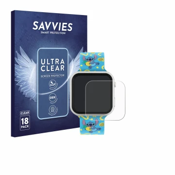 Vorderseite einer Produktverpackung mit dem Markenlogo Savvies. Daneben ist das Gerät Disney Stitch LAS4038 mit dem zugehörige