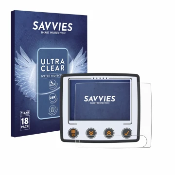 Vorderseite einer Produktverpackung mit dem Markenlogo Savvies. Daneben ist das Gerät Skytraxx 5 Mini mit dem zugehörigen Disp