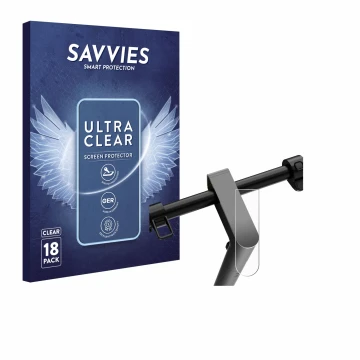 Vorderseite einer Produktverpackung mit dem Markenlogo Savvies. Daneben ist das Gerät Navee S65 mit dem zugehörigen Displaysch