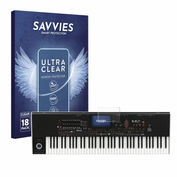 Vorderseite einer Produktverpackung mit dem Markenlogo Savvies. Daneben ist das Gerät KORG Pa4x mit dem zugehörigen Displaysch