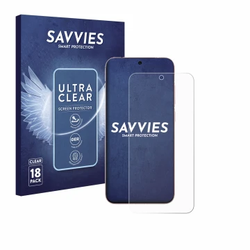 Vorderseite einer Produktverpackung mit dem Markenlogo Savvies. Daneben ist das Gerät Vivo X200 Pro mini mit dem zugehörigen D