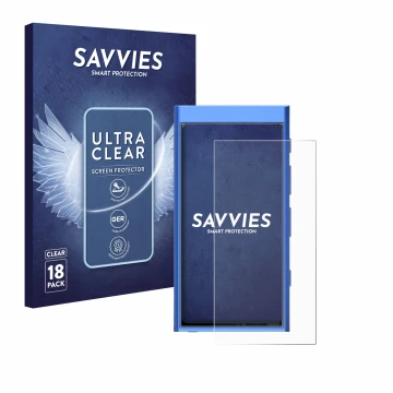 Vorderseite einer Produktverpackung mit dem Markenlogo Savvies. Daneben ist das Gerät Hiby Digital M300 mit dem zugehörigen Di