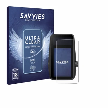 Vorderseite einer Produktverpackung mit dem Markenlogo Savvies. Daneben ist das Gerät Coros Dura mit dem zugehörigen Displaysc