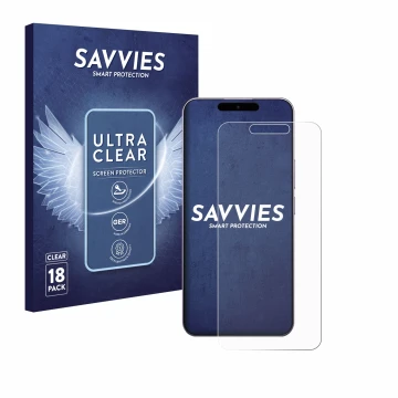 Vorderseite einer Produktverpackung mit dem Markenlogo Savvies. Daneben ist das Gerät Oukitel P1 mit dem zugehörigen Displaysc
