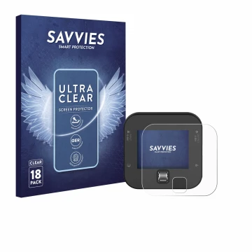 Vorderseite einer Produktverpackung mit dem Markenlogo Savvies. Daneben ist das Gerät ISDT Q6 Retro mit dem zugehörigen Displa