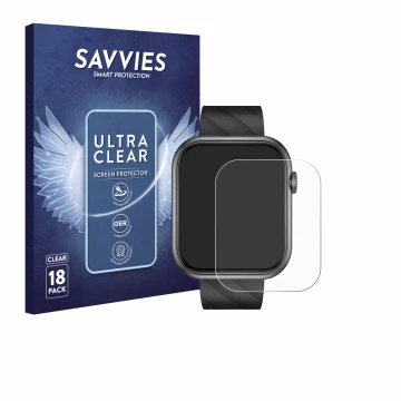 Vorderseite einer Produktverpackung mit dem Markenlogo Savvies. Daneben ist das Gerät Braidol Smartwatch 1.96