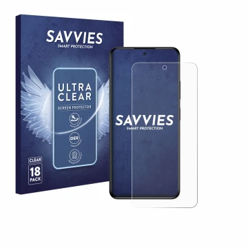 Vorderseite einer Produktverpackung mit dem Markenlogo Savvies. Daneben ist das Gerät myPhone N23 Plus mit dem zugehörigen Dis