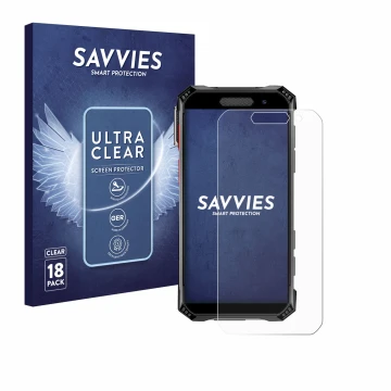 Vorderseite einer Produktverpackung mit dem Markenlogo Savvies. Daneben ist das Gerät Soyes S10 Max mit dem zugehörigen Displa