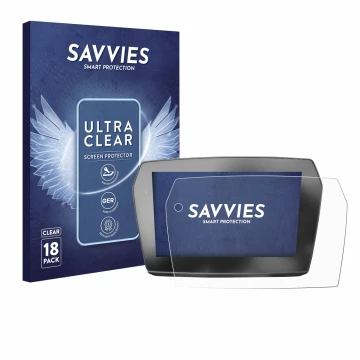 Vorderseite einer Produktverpackung mit dem Markenlogo Savvies. Daneben ist das Gerät Voge 525DSX 2025 mit dem zugehörigen Dis