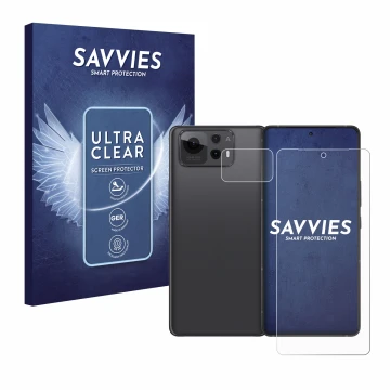 Vorderseite einer Produktverpackung mit dem Markenlogo Savvies. Daneben ist das Gerät ASUS ZenFone 12 Ultra (Display+Kamera) m