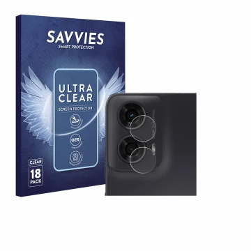 Vorderseite einer Produktverpackung mit dem Markenlogo Savvies. Daneben ist das Gerät Motorola Moto G24 Power (NUR Kameraschut