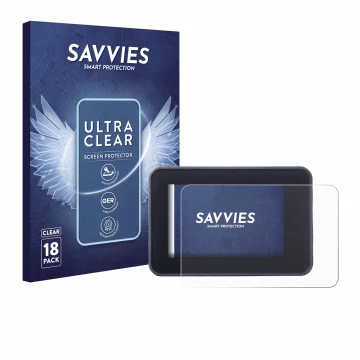 Vorderseite einer Produktverpackung mit dem Markenlogo Savvies. Daneben ist das Gerät Yamaha MT-07 2023 mit dem zugehörigen Di