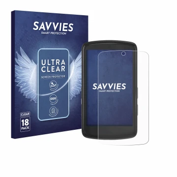 Vorderseite einer Produktverpackung mit dem Markenlogo Savvies. Daneben ist das Gerät Bryton Rider S810 mit dem zugehörigen Di