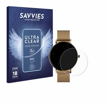 Vorderseite einer Produktverpackung mit dem Markenlogo Savvies. Daneben ist das Gerät ZenWatch Venice Pro mit dem zugehörigen 