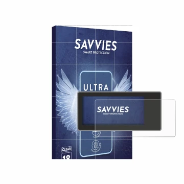 Vorderseite einer Produktverpackung mit dem Markenlogo Savvies. Daneben ist das Gerät Acta Berg Radio mit dem zugehörigen Disp