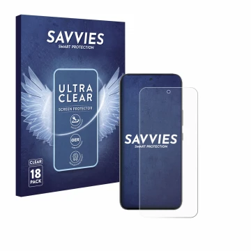 Vorderseite einer Produktverpackung mit dem Markenlogo Savvies. Daneben ist das Gerät Infinix GT 30 Pro mit dem zugehörigen Di