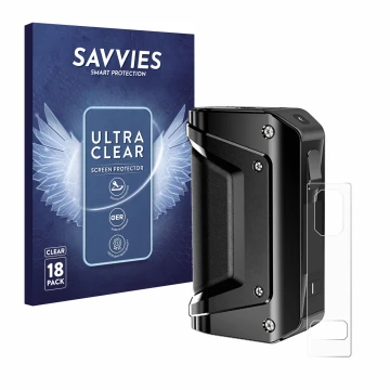 Vorderseite einer Produktverpackung mit dem Markenlogo Savvies. Daneben ist das Gerät GeekVape Aegis Legend 3 mit dem zugehöri