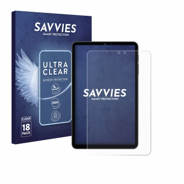 Vorderseite einer Produktverpackung mit dem Markenlogo Savvies. Daneben ist das Gerät Alldocube iPlay 70 mini Pro mit dem zuge