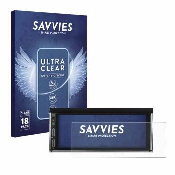 Vorderseite einer Produktverpackung mit dem Markenlogo Savvies. Daneben ist das Gerät Hikity Carplay 6.86