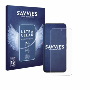 Vorderseite einer Produktverpackung mit dem Markenlogo Savvies. Daneben ist das Gerät Oukitel WP210 5G mit dem zugehörigen Dis