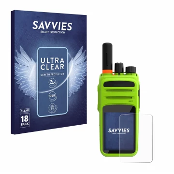 Vorderseite einer Produktverpackung mit dem Markenlogo Savvies. Daneben ist das Gerät Talkpod N58 Plus mit dem zugehörigen Dis
