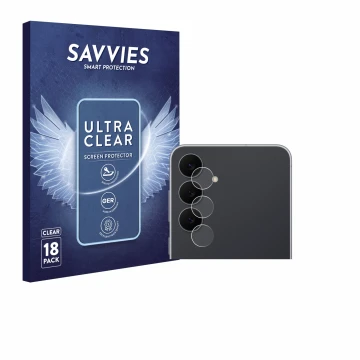 Vorderseite einer Produktverpackung mit dem Markenlogo Savvies. Daneben ist das Gerät Samsung Galaxy S25 FE Enterprise Edition