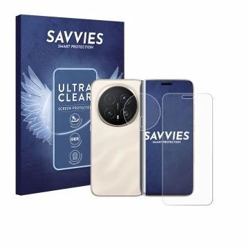 Vorderseite einer Produktverpackung mit dem Markenlogo Savvies. Daneben ist das Gerät Honor Magic 8 Pro (Display+Kamera) mit d