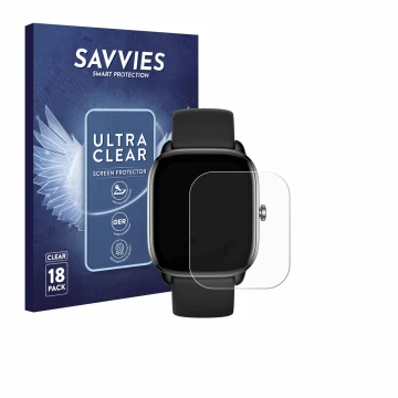Vorderseite einer Produktverpackung mit dem Markenlogo Savvies. Daneben ist das Gerät Sector Smartwatch S-07 mit dem zugehörig