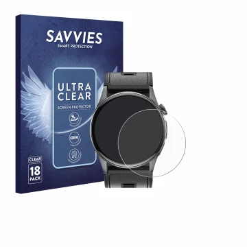 Vorderseite einer Produktverpackung mit dem Markenlogo Savvies. Daneben ist das Gerät Rogbid Rowatch D3 mit dem zugehörigen Di