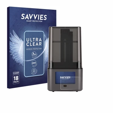 Vorderseite einer Produktverpackung mit dem Markenlogo Savvies. Daneben ist das Gerät Anycubic Photon Mono 4 Ultra mit dem zug