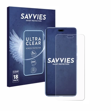 Vorderseite einer Produktverpackung mit dem Markenlogo Savvies. Daneben ist das Gerät Huawei Nova 12 Pro mit dem zugehörigen D