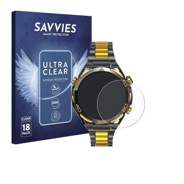 Vorderseite einer Produktverpackung mit dem Markenlogo Savvies. Daneben ist das Gerät Blackview W90 Pro mit dem zugehörigen Di